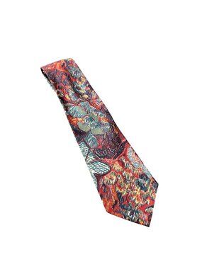 Enrico Coveri One Size 100% Silk Handmade Red Blue Floral Mens Tie Retro Vintage